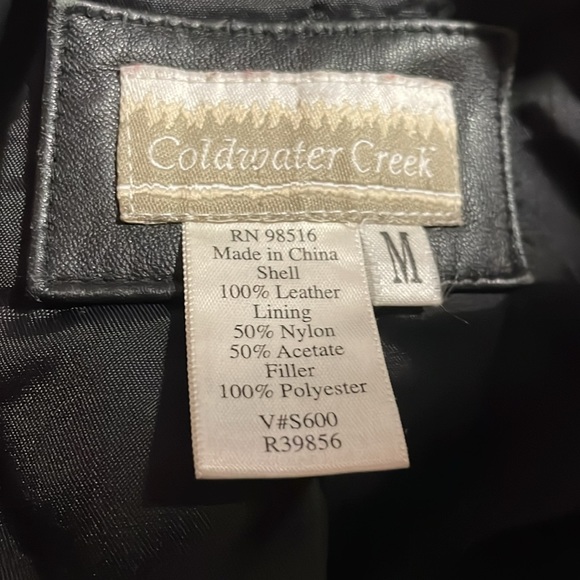 Coldwater Creek Black Quilted Leather Coat Size Medium - Picture 9 of 9